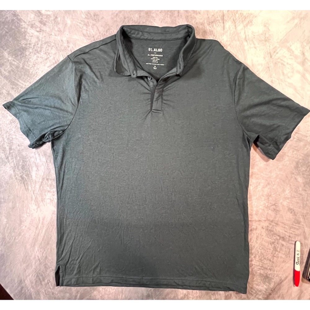 01.Algo Performance Polo Shirt Mens XL Gray Quick Dry Moisture Wicking Golf